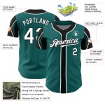 Colors Baseball Arm Shapes Jersey Authentic 3 Custom Teal White-Black