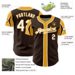 Authentic Shapes Custom Jersey 3 Arm Baseball White-Gold Colors Brown