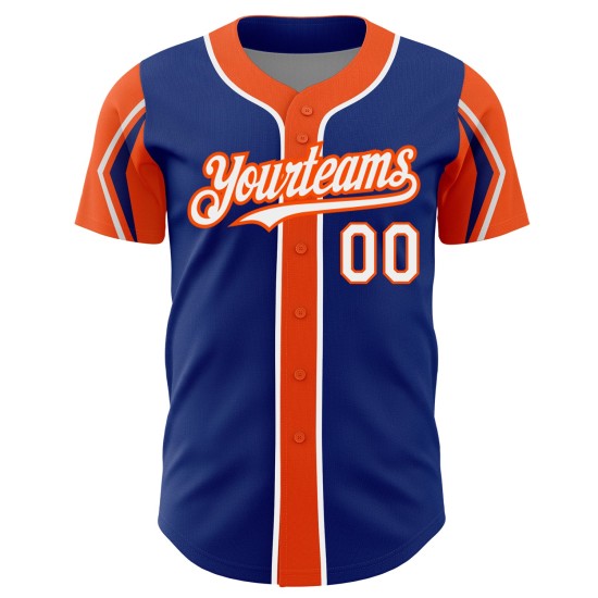 Authentic Jersey Shapes Baseball Royal Arm White-Orange Colors Custom 3