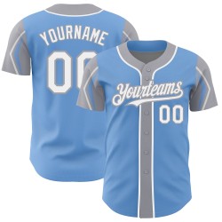 Authentic Baseball Colors Shapes Arm Light 3 Custom White-Gray Jersey Blue