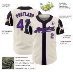 Jersey Authentic Cream Purple-Black Colors Shapes Custom 3 Baseball Arm