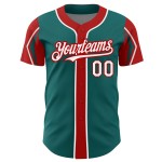 Shapes Arm Baseball Jersey Authentic White-Red Teal 3 Colors Custom
